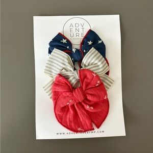 Modern Piggy Patriotic USA Bow Clip Set - NEW!